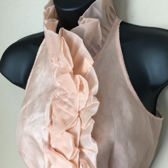 Moda international peach silk ruffle top - Picture 2 of 7
